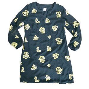 Cabi Women's Black Swiss Dot Gold Foil Occasion Shift Dress Style #3697 Size S